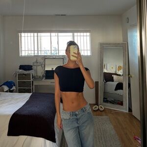 Urban Outfitters Black Ribbed High Neck CropTop